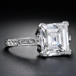3.46 Carat Edwardian Carré (Square-Cut) Diamond Ring