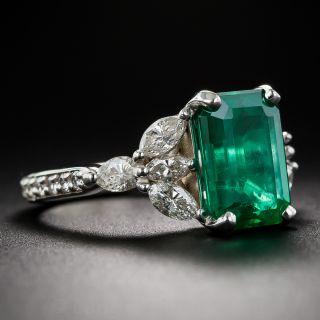 3.46 Carat Emerald and Diamond Estate Ring