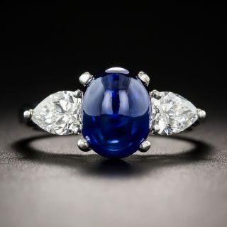 3.47 Carat Cabochon Sapphire and Diamond Ring - 2