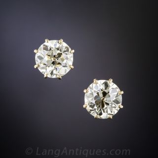 3.50 Carat European-Cut Diamond Stud Earrings
