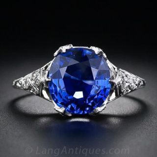 3.50 Carat Oval Cut Sapphire and Diamond Ring
