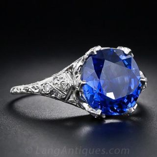 3.50 Carat Oval Cut Sapphire and Diamond Ring