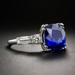 3.50 Carat Ceylon Sapphire Platinum Diamond Ring
