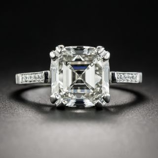3.51 Carat Square Emerald-Cut Diamond Platinum Engagement Ring - GIA J VS2 - 1