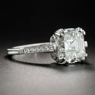 3.51 Carat Square Emerald-Cut Diamond Platinum Engagement Ring - GIA J VS2