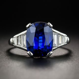 3.53 Carat Sapphire Platinum Diamond Ring - 1