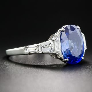 3.54 Carat No-Heat Sapphire, Platinum and Diamond Ring