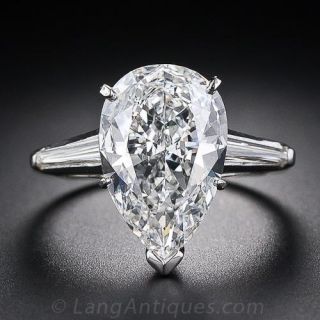  3.57 Carat G-SI1 Pear Shape Diamond Solitaire 