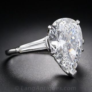  3.57 Carat G-SI1 Pear Shape Diamond Solitaire 