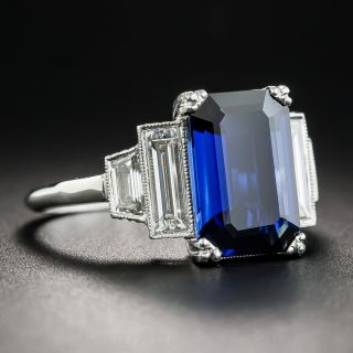 3.58 Carat No-Heat Sapphire Platinum Diamond Ring