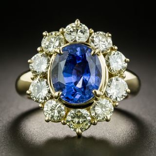 3.60 Carat No-Heat Sapphire and Diamond Ring - GIA - 1