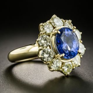 3.60 Carat No-Heat Sapphire and Diamond Ring - GIA