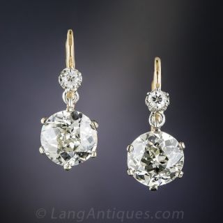 3.65 Carat Vintage Diamond Earrings
