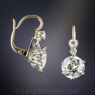 3.65 Carat Vintage Diamond Earrings