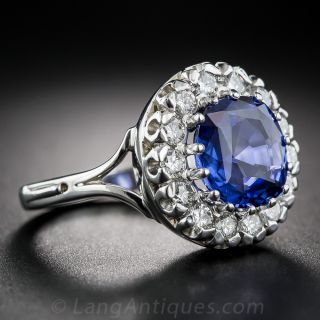 3.73 Carat No-Heat Ceylon Sapphire and Diamond Ring