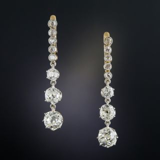 3.75 Carat Long Diamond Drop Earrings - 1