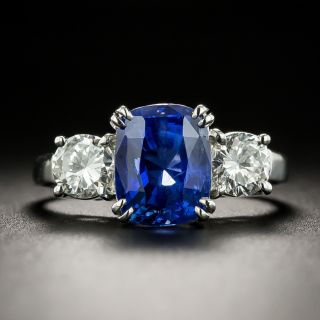 3.75 Carat No-Heat Ceylon Sapphire and Diamond Ring - GIA - 1