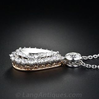 3.77 carat Old Mine Pear-Shaped Antique Diamond Drop Necklace