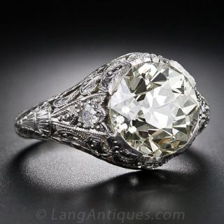 3.85 Carat Light Yellow Edwardian Diamond Ring