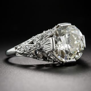 3.90 Carat European-Cut Diamond Platinum Art Deco Engagement Ring