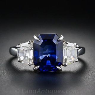 3.90 Carat  Sapphire  and Diamond Ring