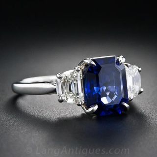 3.90 Carat  Sapphire  and Diamond Ring