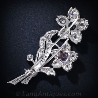 3.90 Carats Pink and Blue Sapphire 7.00 carats Diamond Floral Brooch 