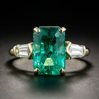 3.92 Carat Emerald and Diamond Ring - 1