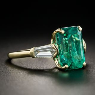 3.92 Carat Emerald and Diamond Ring