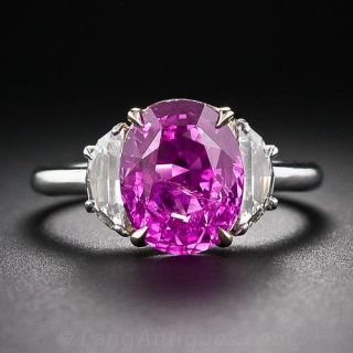 3.93 Carat Pink Sapphire and Diamond Ring