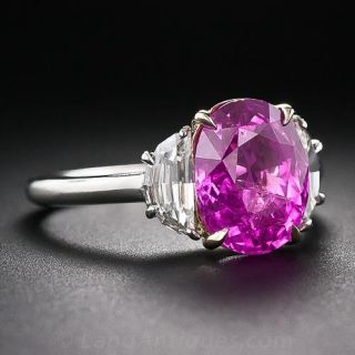 3.93 Carat Pink Sapphire and Diamond Ring