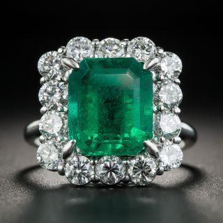 3.95 Carat Emerald and Diamond Ring