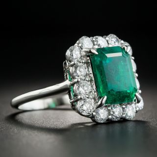 3.95 Carat Emerald and Diamond Ring
