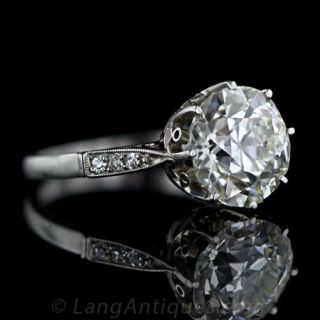 3.95 Carat European Cut Solitaire Diamond Ring