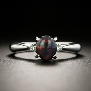Petite Black Opal and Diamond Ring - 1