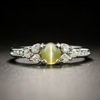 Petite Cats-Eye Chrysoberyl and Diamond Ring - 1