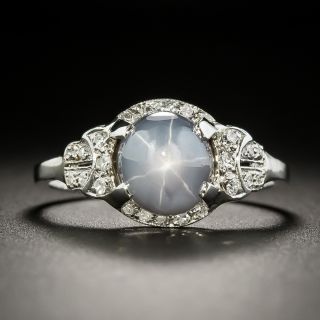 Art Deco Gray Star Sapphire and Diamond Ring - 1