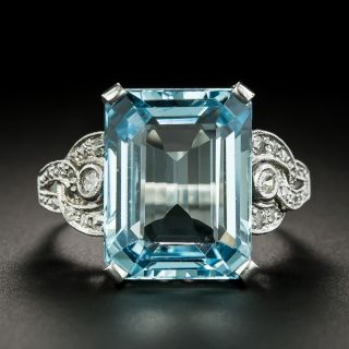 Art Deco Aquamarine and Diamond Ring - 1