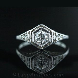 .30 Carat Art Deco Filigree Diamond Ring Main View