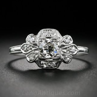 .30 Carat Center Platinum and Diamond Art Deco Engagement Ring
