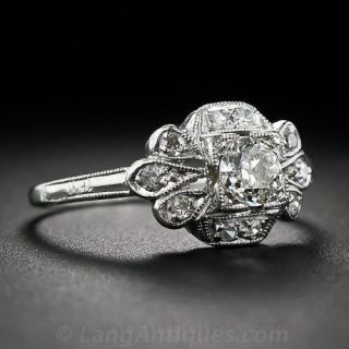 .30 Carat Center Platinum and Diamond Art Deco Engagement Ring
