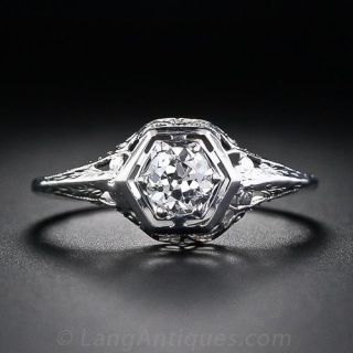 .32 Carat Art Deco Diamond Filigree Ring