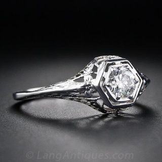 .32 Carat Art Deco Diamond Filigree Ring
