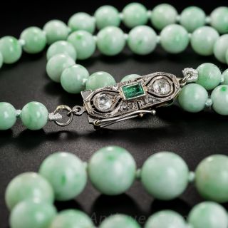 32" Natural Burmese Jade Bead Necklace