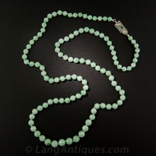 32" Natural Burmese Jade Bead Necklace