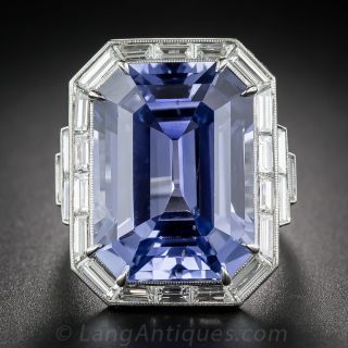 33.06 Carat No-Heat Ceylon Sapphire and Diamond Ring - 1