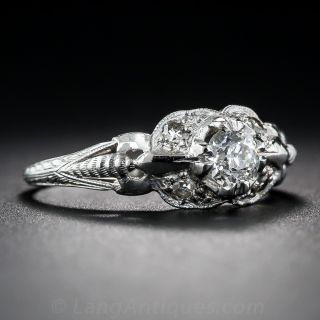 .33 Carat Diamond and Platinum Art Deco Engagement Ring