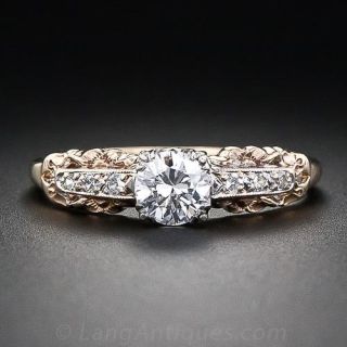  .33 Carat Diamond Two-Tone Vintage Engagement Ring