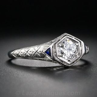 .33 Carat Platinum  and Diamond Art Deco Engagement Ring