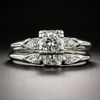 .34 Carat Platinum and Diamond Vintage Wedding Set 